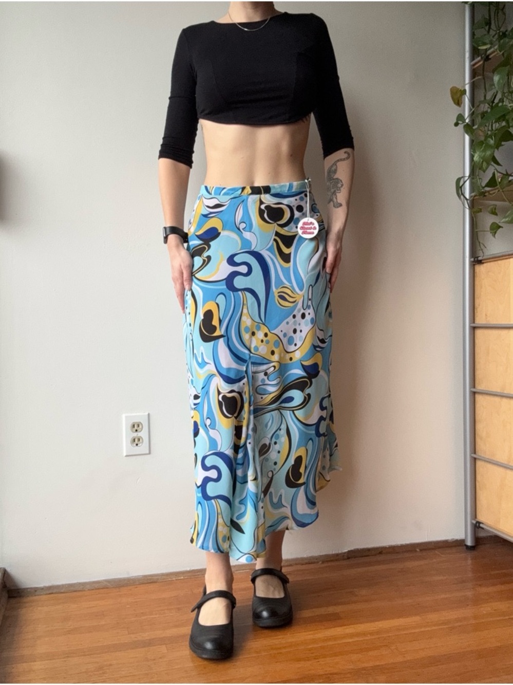 Joseph Ribcoff Blue Swirl Maxi Skirt